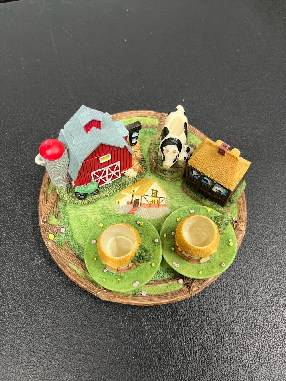 1994 Ranger Int’l Mini Farm Barn Cow Tea Set Resin Country Cottage 10 Pc
